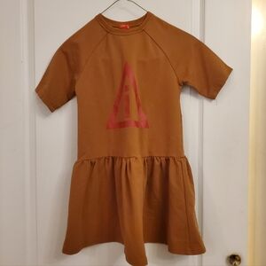 Lulu Kids Brown Dress with red hazard design, size 10